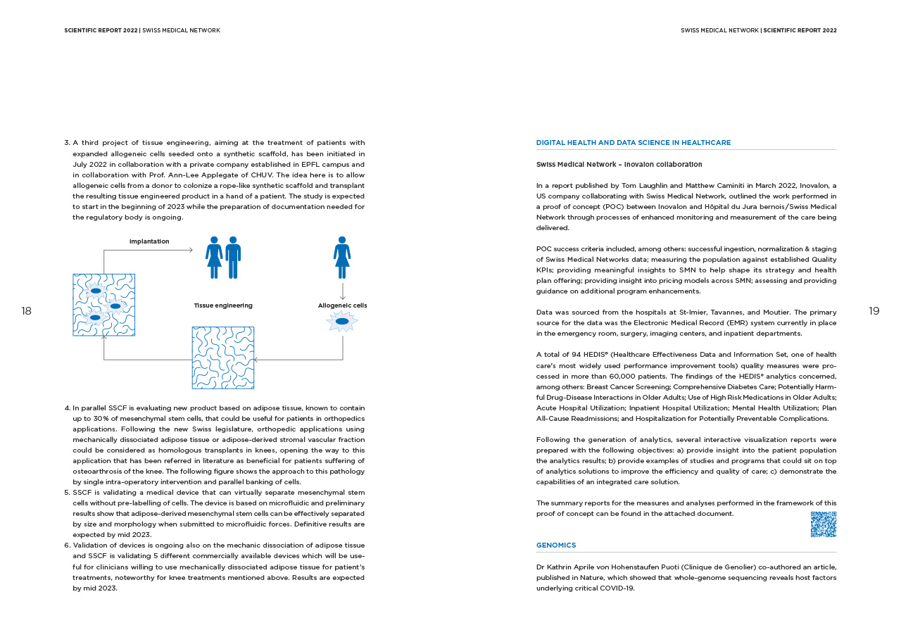 Genolier Innovation Network graphisme mise en page rapport scientifique annuel réalisé par Atelierlak